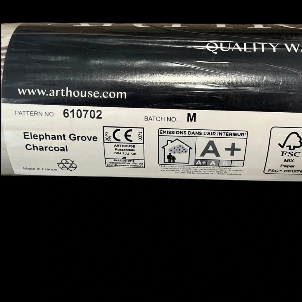 NWT Arthouse Elephant Grove Charcoal Wallpaper Pattern #610702 1 Roll 57.7 sq ft